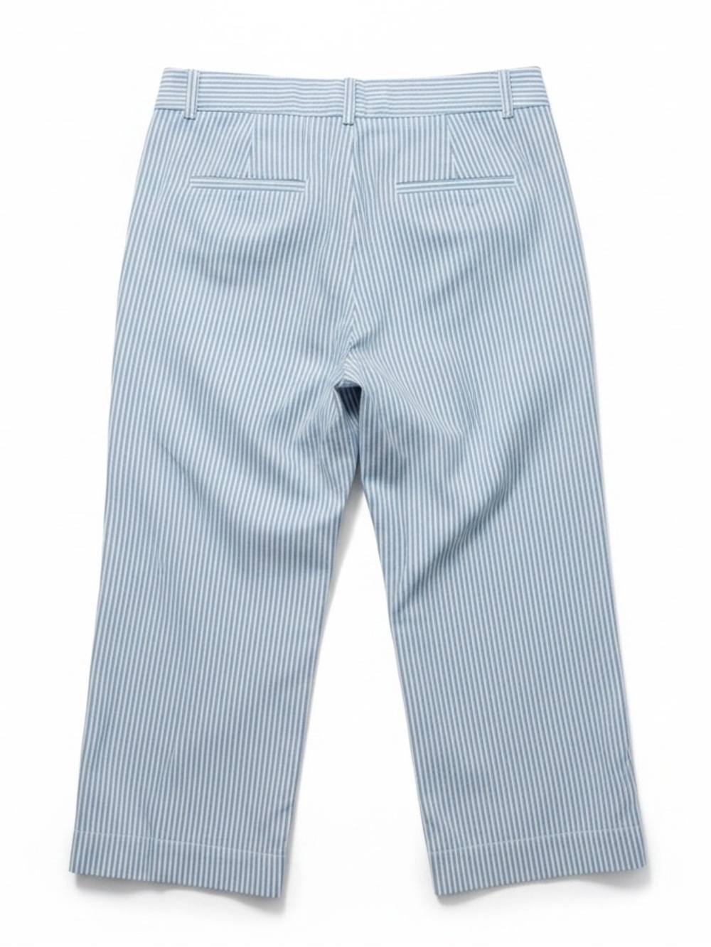 LOFT Size 8P Blue/White Stripe Palmer Wide Leg Crop Pants Cotton-Spandex - Picture 5 of 9